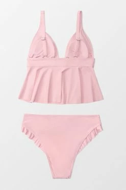 Best Sale ⌛ CUPSHE Sidney Pink Plunge Ruffle Tankini ❤️ -Cupshe Online Shop 2 60f66a26 098c 4236 bf1d 50814e5c3bd0