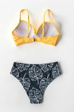 Flash Sale 🎉 Cupshe Yellow Twist-Front and Palm Print High Waisted 👙 Bikini 😍 -Cupshe Online Shop 2 78711e6b 329c 40a9 9757 619e21a4e035