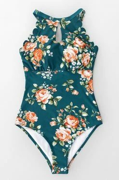 Discount 🧨 Cupshe Teal Floral Scalloped One Piece 🩱 Swimsuit 🌟 -Cupshe Online Shop 2 7c0e7bbd f85a 4e39 a1c1 e0eb3101c104