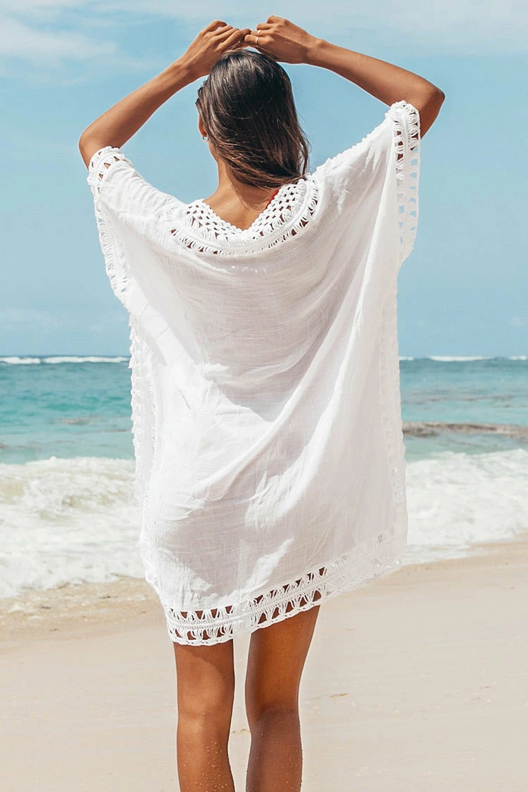 Discount π Cupshe White Crochet Dolman Sleeve Cover Up π 2 Discount π Cupshe White Crochet Dolman Sleeve Cover Up π - Image 2