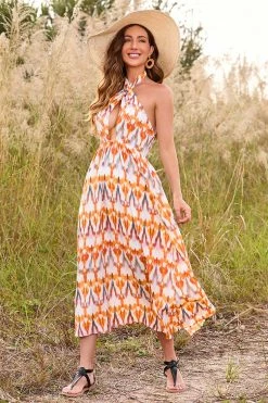 Hot Sale π Cupshe Kayleigh Geometric Print Cross Halter π Dress π§¨