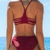 Coupon ⌛ Cupshe Wine Red Strappy 👙 Bikini ❤️