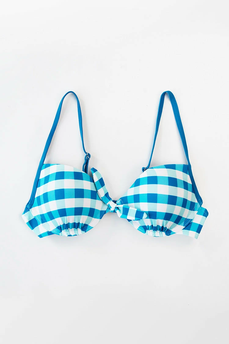 Cheapest β Cupshe Blue And White Plaid Knotted π Bikini Top π 3 Cheapest β Cupshe Blue And White Plaid Knotted π Bikini Top π - Image 3