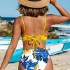 Flash Sale ⌛ Cupshe Yellow and Blue Leaves Print 👙 Bikini ⭐