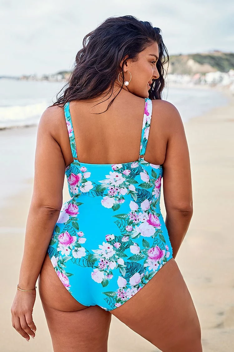 Outlet π Cupshe Blue Floral Plus Size One Piece π©± Swimsuit βοΈ 2 Outlet π Cupshe Blue Floral Plus Size One Piece π©± Swimsuit βοΈ - Image 2