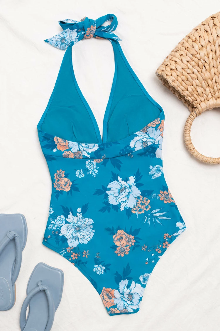 Brand new 🔔 Cupshe Seafoam Garden Shirred Front V Neck One Piece 🩱 Swimsuit 😍 4 Brand new 🔔 Cupshe Seafoam Garden Shirred Front V Neck One Piece 🩱 Swimsuit 😍 - Image 4