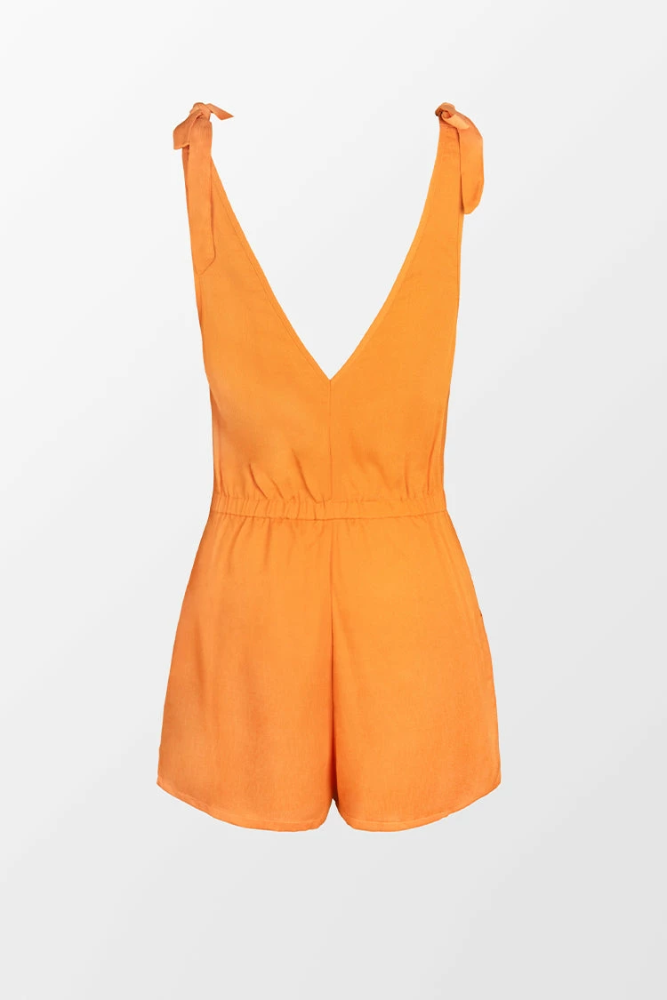 Wholesale 👍 Cupshe Ayanna Orange Tie Shoulder Plunging Romper 😍 4 Wholesale 👍 Cupshe Ayanna Orange Tie Shoulder Plunging Romper 😍 - Image 4