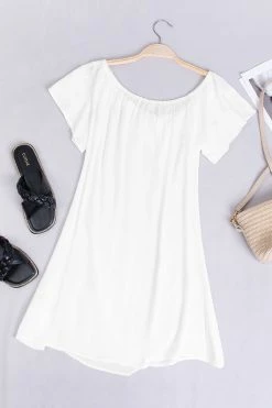 Cheapest 👏 Cupshe Paloma White Off Shoulder Drawstring 👗 Dress 🔥 -Cupshe Online Shop 2 d5684612 13dd 45ae 98a0 d7e4c92e16e4