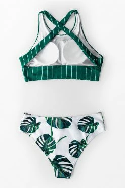 Brand new 🔔 Cupshe Teal Stripe and Leaves Print 👙 Bikini 🤩 -Cupshe Online Shop 2 dea957ef 8af2 4d89 b2cf 43d130a5a01b