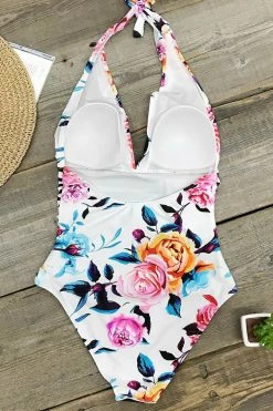 Coupon ⭐ Cupshe Bold Floral and Stripe Halter One Piece 🩱 Swimsuit 🛒 -Cupshe Online Shop 2 deac48f6 9727 4813 bda0 f20e42c1eaf6