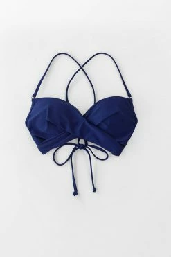 Budget 😀 Cupshe Navy Wrap Lace Up 👙 Bikini Top 🔔 -Cupshe Online Shop 2 df400554 b5e5 4068 a958 eb2c5f13ff8f
