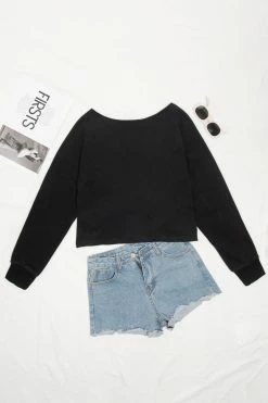 Wholesale 👍 Cupshe Private Island Black V-neck Twist Long Sleeve Sweatshirt ✔️ -Cupshe Online Shop 2 f44f83d1 dd04 4361 ba98 0a8330b8c126