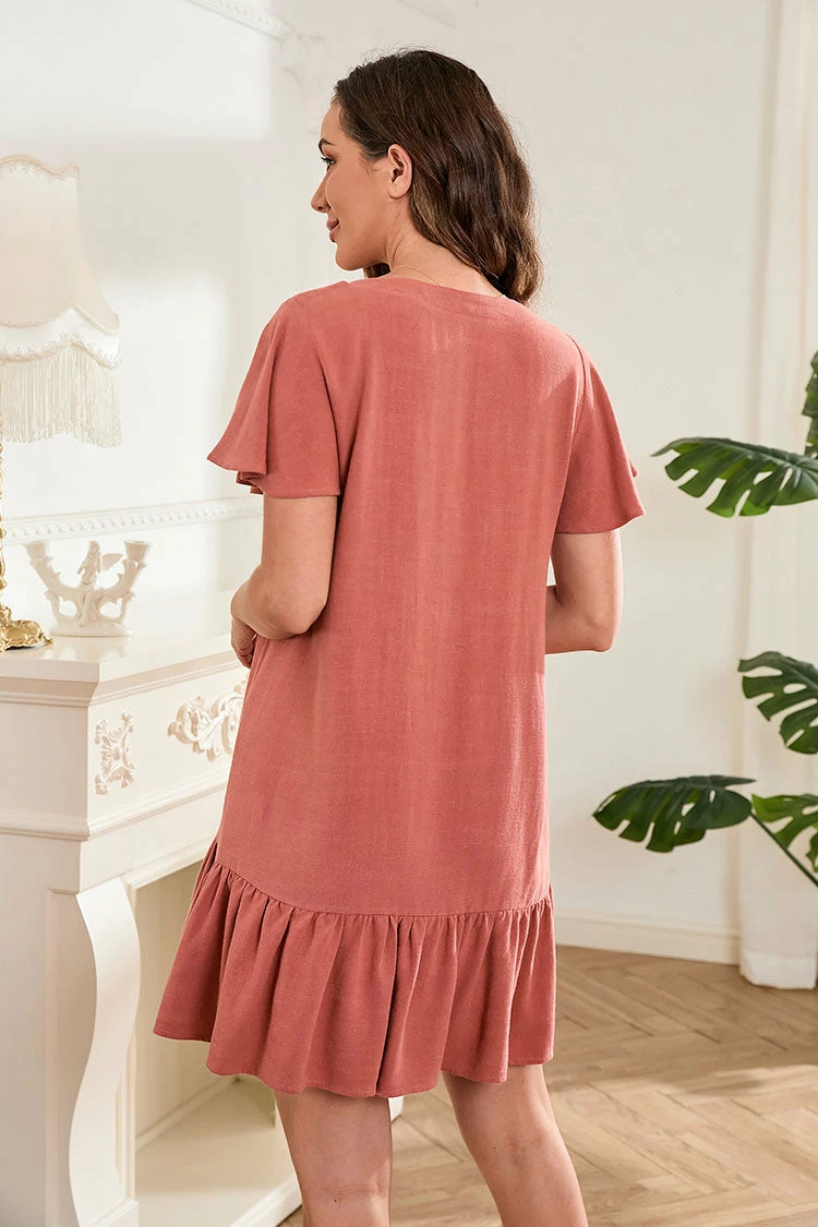 Budget 🛒 Cupshe Justice V-neck Button Ruffle Loose Waisted Tunic 👗 Dress 🌟 2 Budget 🛒 Cupshe Justice V-neck Button Ruffle Loose Waisted Tunic 👗 Dress 🌟 - Image 2