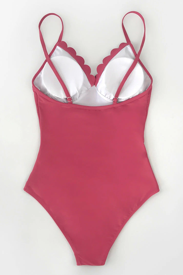 Hot Sale 🛒 Cupshe Dark Coral Scallop Trimmed One Piece 🩱 Swimsuit 🎉 7 Hot Sale 🛒 Cupshe Dark Coral Scallop Trimmed One Piece 🩱 Swimsuit 🎉 - Image 7