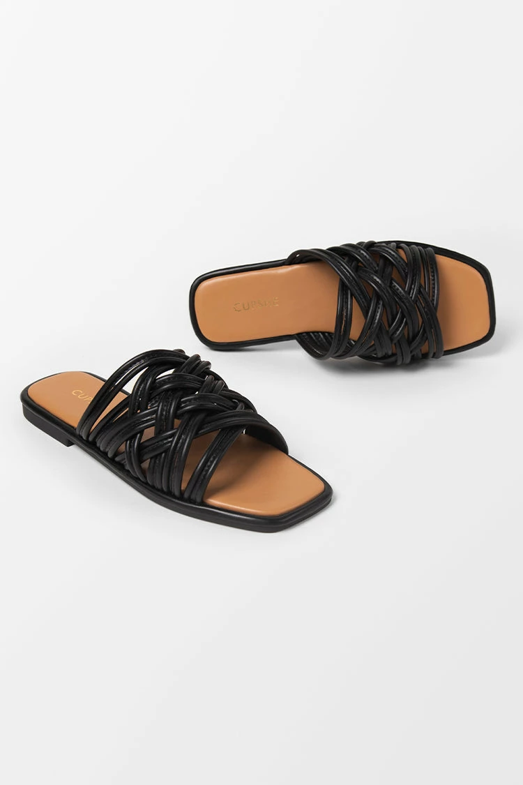 Wholesale βοΈ Cupshe Love Language Black Square Toe Flat Sandals π 3 Wholesale βοΈ Cupshe Love Language Black Square Toe Flat Sandals π - Image 3
