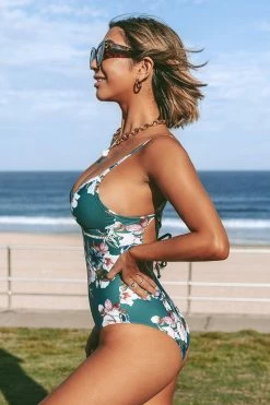Hot Sale 😀 Cupshe Green Floral Lace Up One Piece 🩱 Swimsuit 👍 -Cupshe Online Shop 3 25f74b68 1c51 42cd 89f6 156e9bc89d41