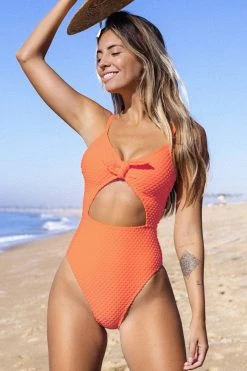 Cheap ⭐ Cupshe Dot Texture Bunny Tie Cutout One Piece 🩱 Swimsuit ✨