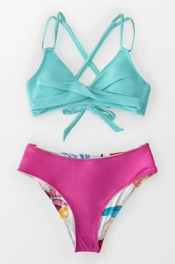 Promo 😍 Cupshe Light Aqua and Leafy Lace Up 👙 Bikini 🎉 -Cupshe Online Shop 3 3565e89b 0fdb 4c67 b031 445180152524