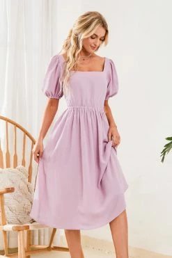 Promo ⌛ Cupshe Rachelle Square Neck Fitted Waisted Bubble Sleeve A-Shape 👗 Dress 👍 -Cupshe Online Shop 3 aadfdc89 d40f 45f5 83da b5170b58019f