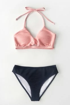 Discount ✔️ Cupshe Textured Pink and Navy Halter 👙 Bikini 💯 -Cupshe Online Shop 3 b3a70523 a8d7 4d7c b732 1a19dce8f037