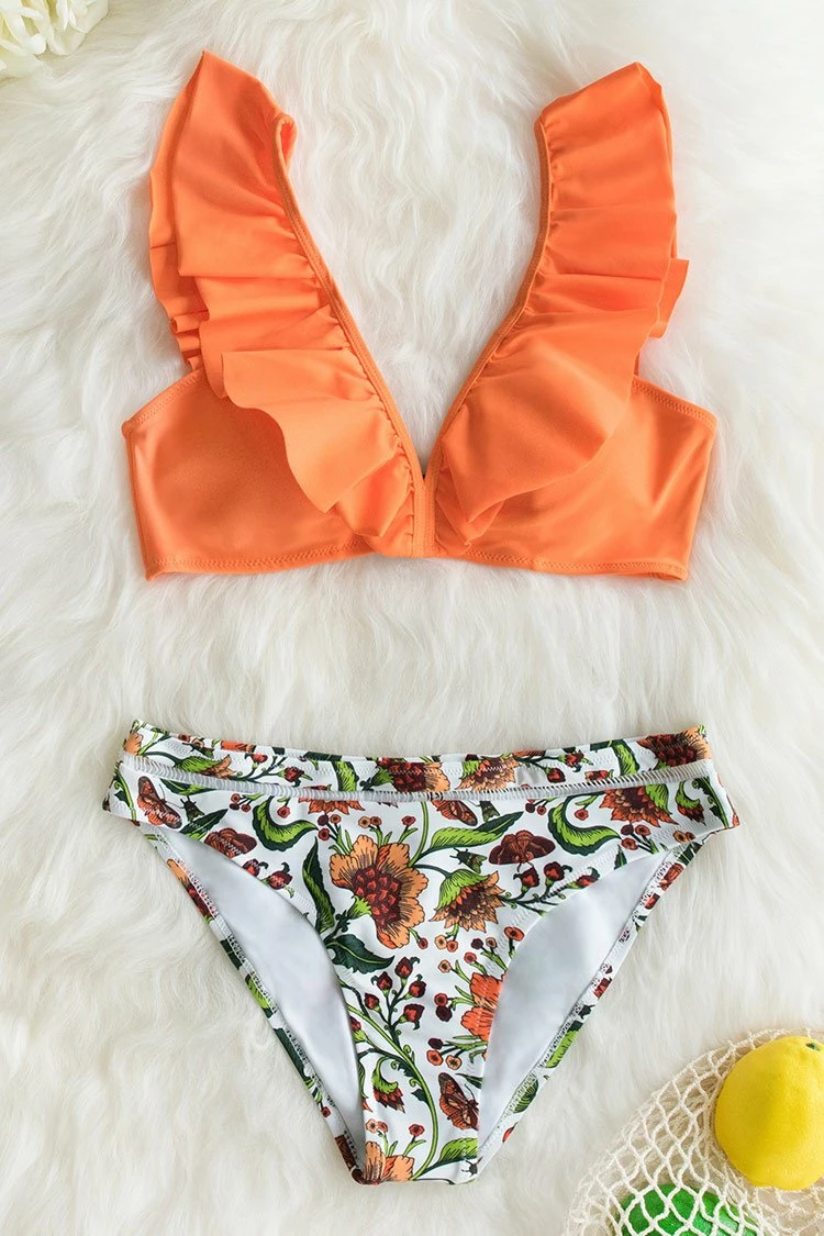 Buy π Cupshe Orange Ruffle π Bikini with Floral Bottom π 3 Buy π Cupshe Orange Ruffle π Bikini with Floral Bottom π - Image 3