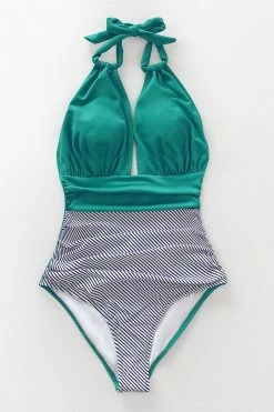 Best Pirce 🔔 Cupshe Aqua Textured and Striped Halter One Piece 🩱 Swimsuit 🧨 -Cupshe Online Shop 3 cfe98ad5 c575 42dc a1cc 54d3c8cd9b05