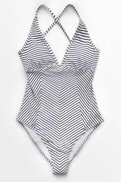 Flash Sale 💯 CUPSHE Black And White Stripe V-neck One Piece 🩱 Swimsuit ✨ -Cupshe Online Shop 3 d5f75450 80b7 4ea4 ab4e 9ec332b875b4