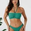 Deals 🔔 Cupshe Teal One Shoulder Bandeau Low Rise 👙 Bikini 🤩
