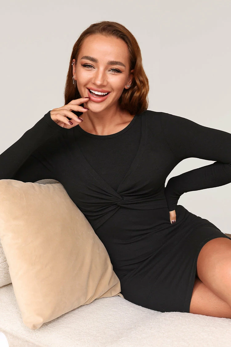 Best Pirce βοΈ Cupshe Devyn Black Twist Long Sleeve Short π Dress π 3 Best Pirce βοΈ Cupshe Devyn Black Twist Long Sleeve Short π Dress π - Image 3