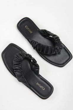 Best Pirce 😀 Cupshe Black Orchid Ruched Thong Sandals 😀 -Cupshe Online Shop 4 31434178 c8a6 41f5 8231 b822fb653a1a