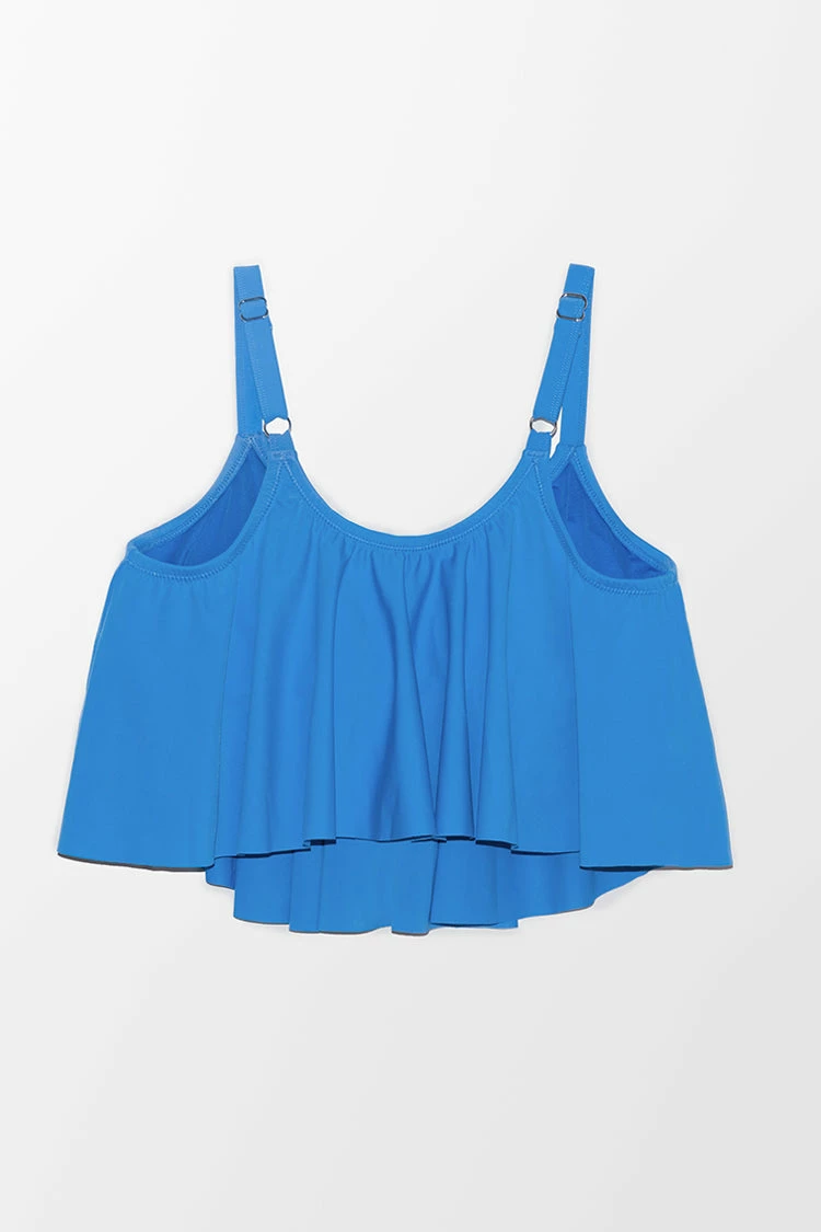 Best deal π Cupshe Stacey Blue Ruffle Plus Size Tankini Top π 4 Best deal π Cupshe Stacey Blue Ruffle Plus Size Tankini Top π - Image 4