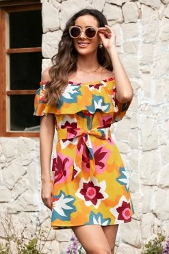 Coupon 🎉 Cupshe Marlene Floral Ruffle Off Shoulder 👗 Dress 🛒 -Cupshe Online Shop 4 6364bb82 fb41 4599 84bc d412dc760374