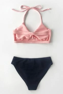 Discount ✔️ Cupshe Textured Pink and Navy Halter 👙 Bikini 💯 -Cupshe Online Shop 4 7cbe9f8b 5663 425e b82f 1867b6c65a3f
