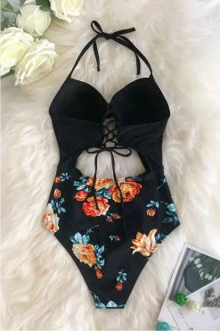 Wholesale ⭐ Cupshe Black Floral Print Halter One Piece 🩱 Swimsuit 😀 -Cupshe Online Shop 4 ba8fefb4 39e8 4c4b 8076 58f9549dccd1