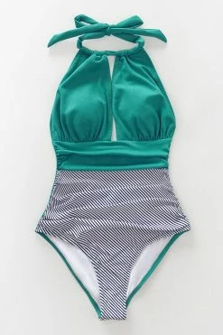 Best Pirce 🔔 Cupshe Aqua Textured and Striped Halter One Piece 🩱 Swimsuit 🧨 -Cupshe Online Shop 4 ea573906 84aa 4d3e 8e44 e897a48413cc
