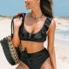 Best deal ❤️ Cupshe Pool Party Ruffled Bralette and Sash High Waist 👙 Bikini Set 🎉