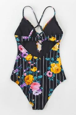 Coupon 🎁 Cupshe Francesca Black Floral Plunge Neck Crisscross One Piece 🩱 Swimsuit 🛒 -Cupshe Online Shop 5 314e7870 50e9 486a 817c e9caf79569d7
