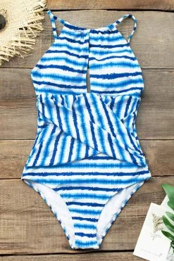 Promo ⌛ Cupshe Blue Watercolor Stripe One Piece 🩱 Swimsuit 💯 -Cupshe Online Shop 5 3dc06aee 3882 4559 b5fb ac9ae113cd24