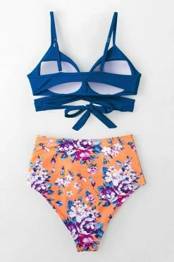 Flash Sale 🛒 Cupshe ☀️ Summer Dream Blue Wrap And Floral High Waisted 👙 Bikini 🛒 -Cupshe Online Shop 5 a5de02bc 7cb4 4b44 999d 0191f8479d9d