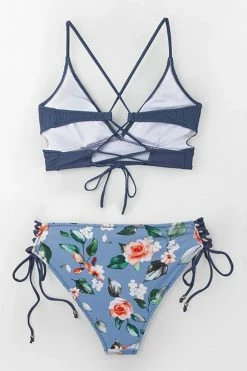 Cheapest ⭐ Cupshe Blue And Floral Lace-Up 👙 Bikini 🔔 -Cupshe Online Shop 7 0dce59e7 a533 481d 9861 aa33a0a808c5