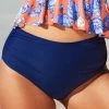 Best Sale 😀 Cupshe Seaside Holiday Side Shirred High Waist Plus Size 👙 Bikini Bottom 🌟