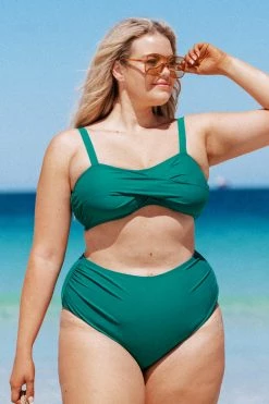 Best deal 🔔 Cupshe Emerald Crisscross Plus Size 👙 Bikini & High Waist Bottom Set 😀