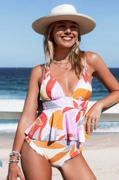 Deals ⭐ CUPSHE Asia Floral Ruffle Mid Waisted Tankini ✔️