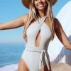 Flash Sale ⌛ Cupshe Georgia Cross Halter Tie Waist One Piece 🩱 Swimsuit 🛒