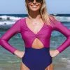Best Pirce 🤩 Cupshe Kaylin Color Block Cut Out Long Sleeve One Piece 🩱 Swimsuit 🔥