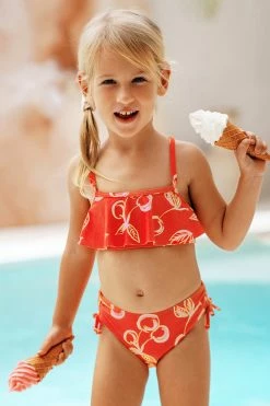 Cheapest 🎁 Cupshe Girls' Sweet Cherries Flounce Midkini and Tie Side Hipster Set ✨