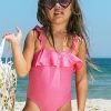 Flash Sale 🎁 Cupshe Girls' Joyful Retro Solid Ruffled One Piece 🩱 Swimsuit 👍