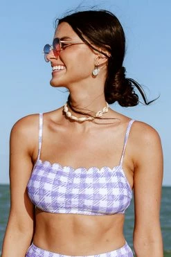 Best reviews of 👍 Cupshe ☀️ Summertime Gingham Scalloped Bralette 👙 Bikini Top 💯