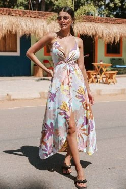 Discount 🎉 Cupshe Liliana Leafy Plunge Unique Hem Maxi Slip 👗 Dress 🔔 -Cupshe Online Shop CCSN0221PP 1
