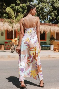 Discount 🎉 Cupshe Liliana Leafy Plunge Unique Hem Maxi Slip 👗 Dress 🔔 -Cupshe Online Shop CCSN0221PP 2